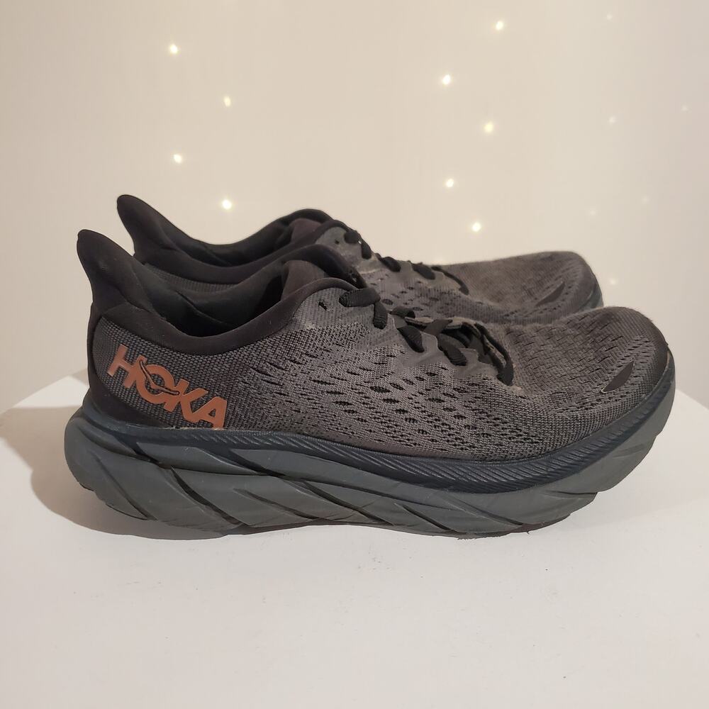 Hoka One One Black and Orange Athletic Shoes - Picture 6 of 11